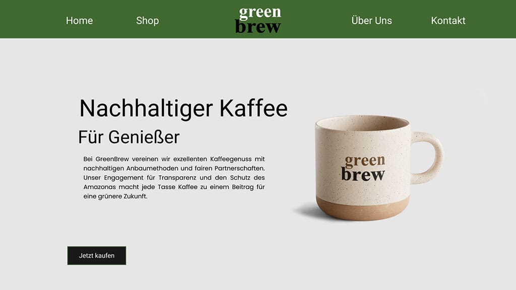 Screenshot von Beispielhafter Website vor der Verbesserung