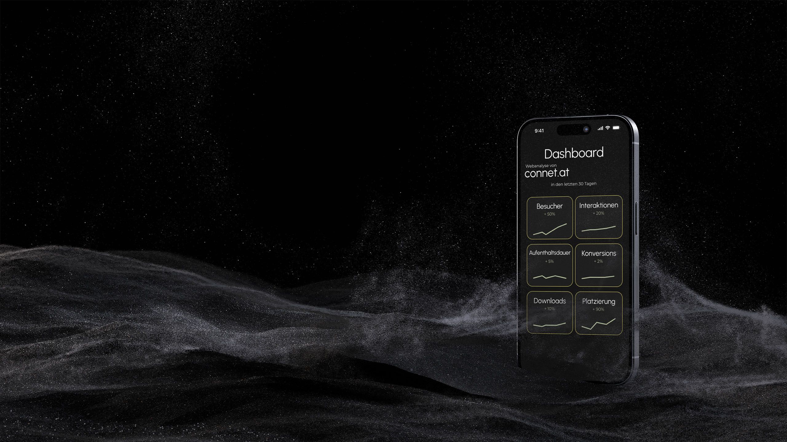 Telefon mit Datenanalyse Dashboard